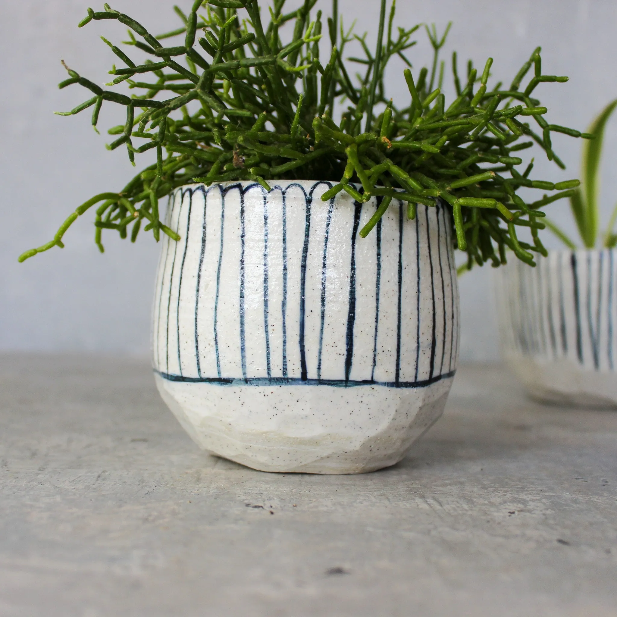 Large Ceramic Planters Blue Detail