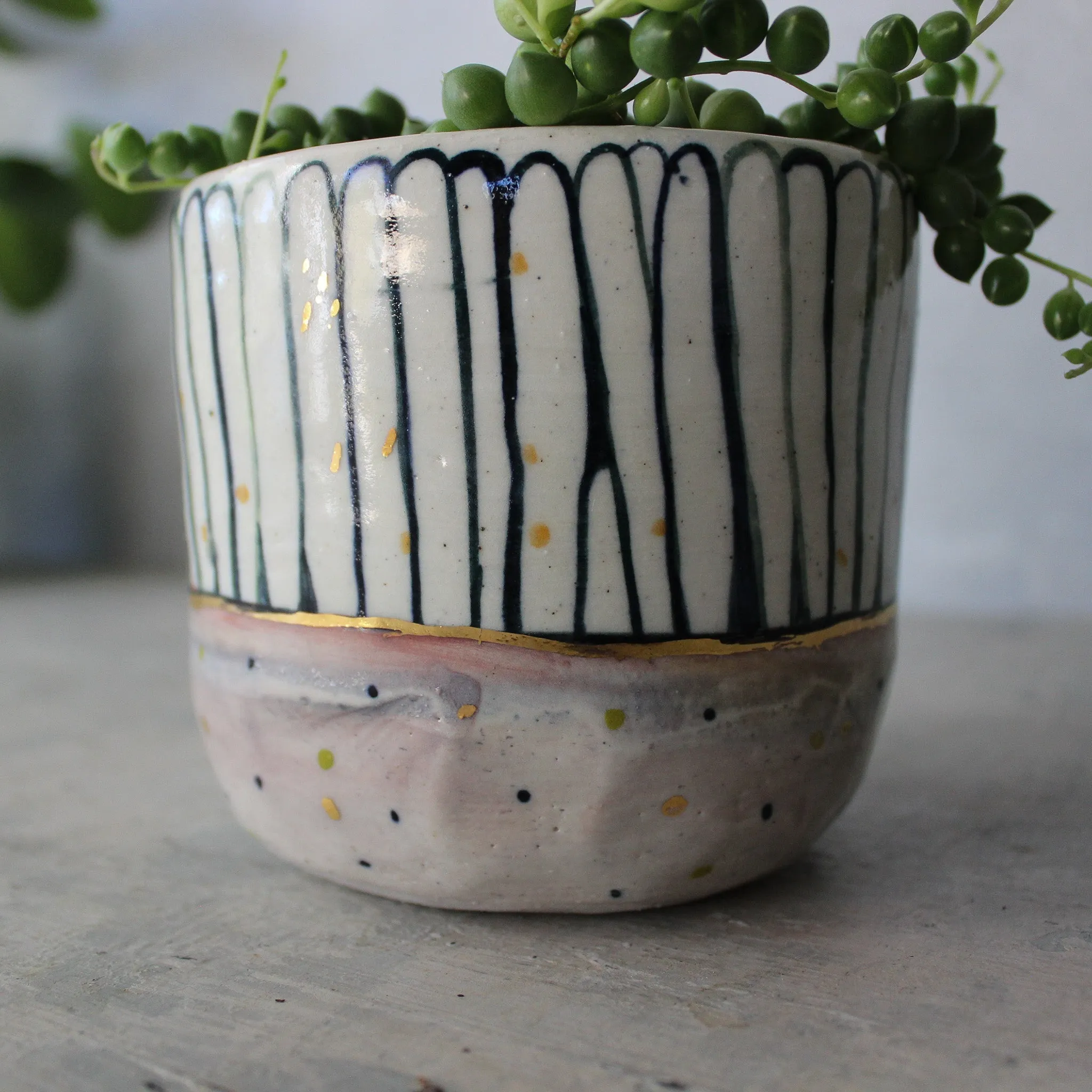 Large Ceramic Planters Blue Detail