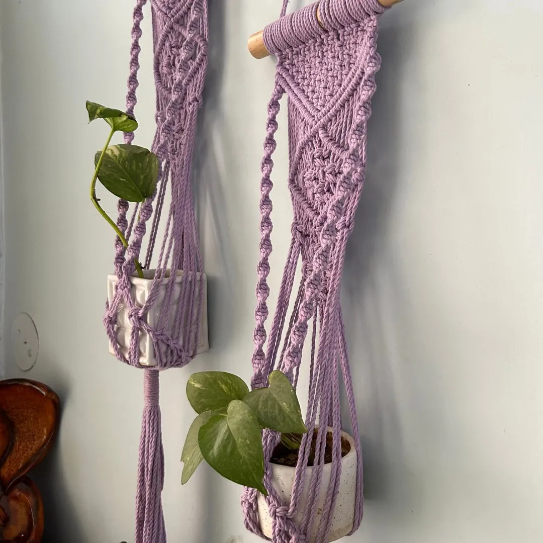 Lavender Macrame Plant Holder - Set of 2