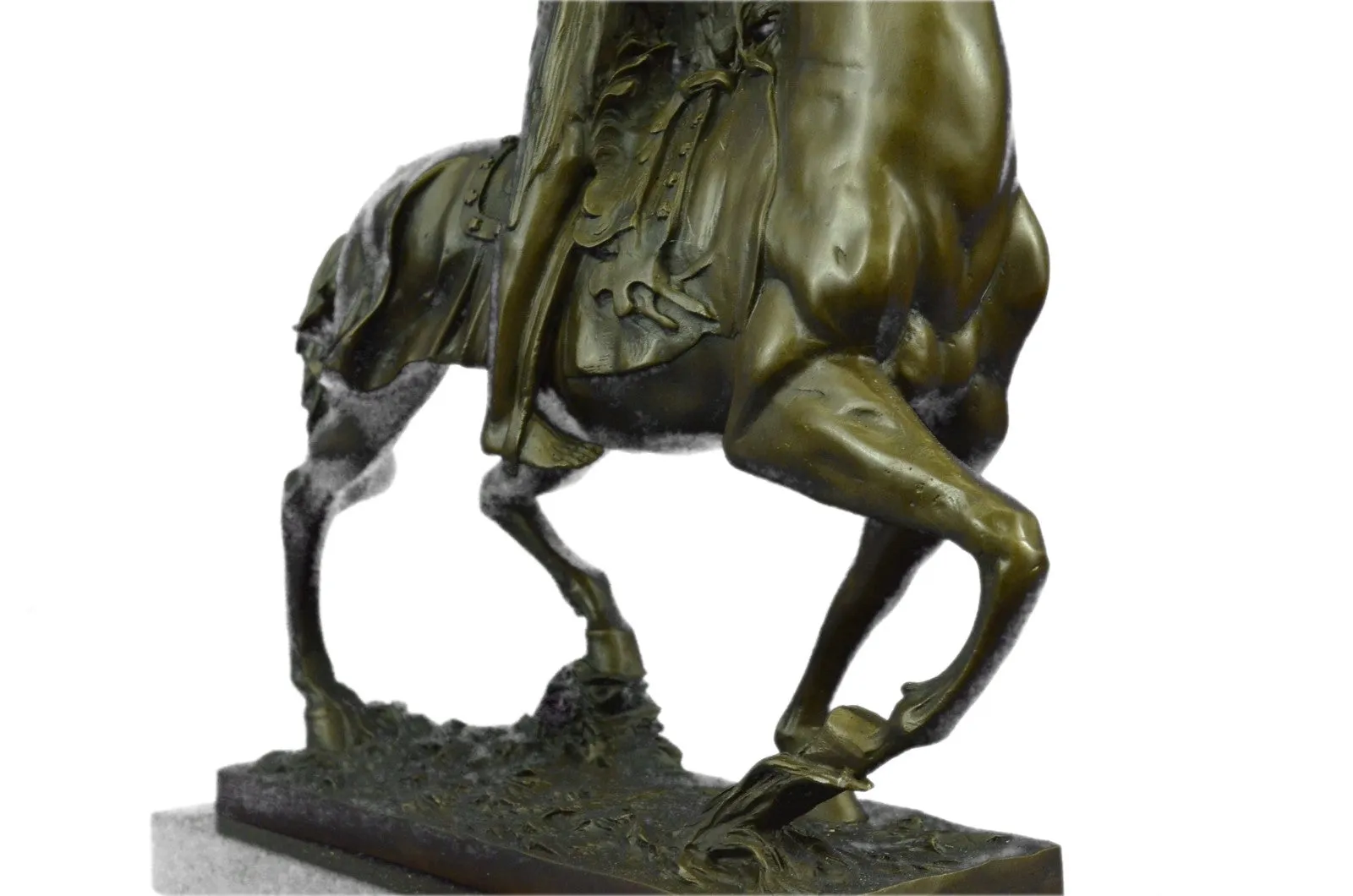 Lost Wax Nude Man Riding Horse W. angel Bronze Statue Sculpture Figure Figurine