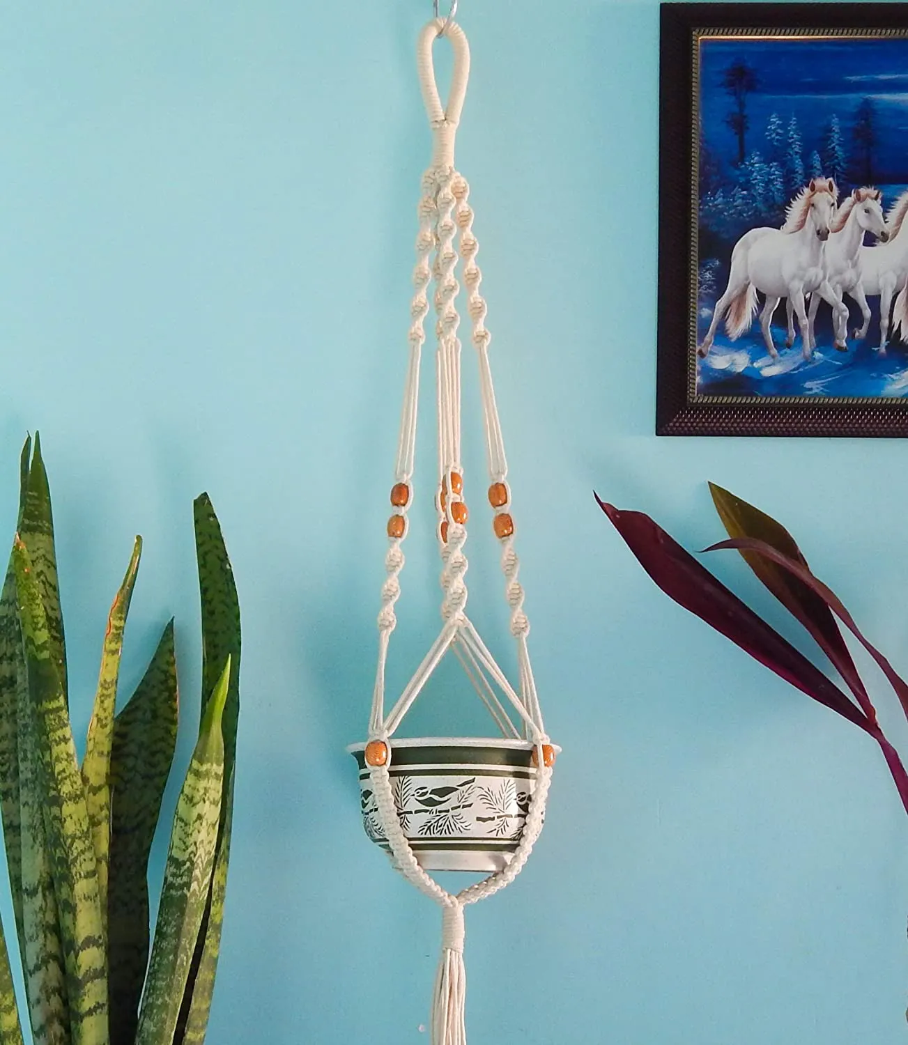 Macrame Plant Hanger with Beads (Set of 3)