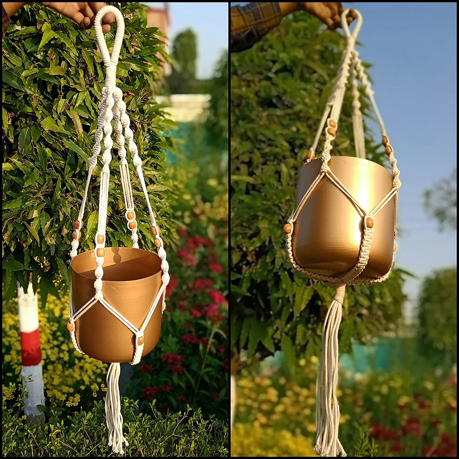 Macrame Plant Hanger with Beads (Set of 3)