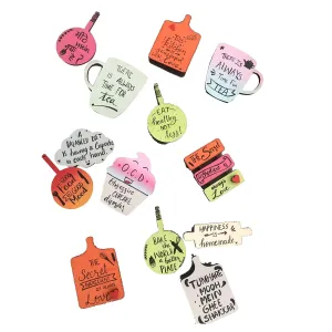 Mahanadi Wooden Handmade Designer Fridge Decorations Magnets Things for Fridge/Refrigerator Home Kitchen (Set of 13)