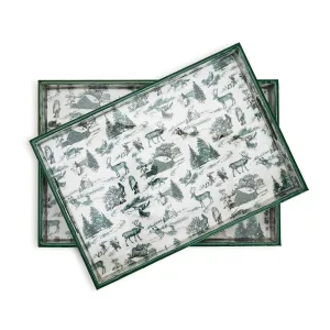 Medium Green Forest Christmas Rectangle Gallery Tray