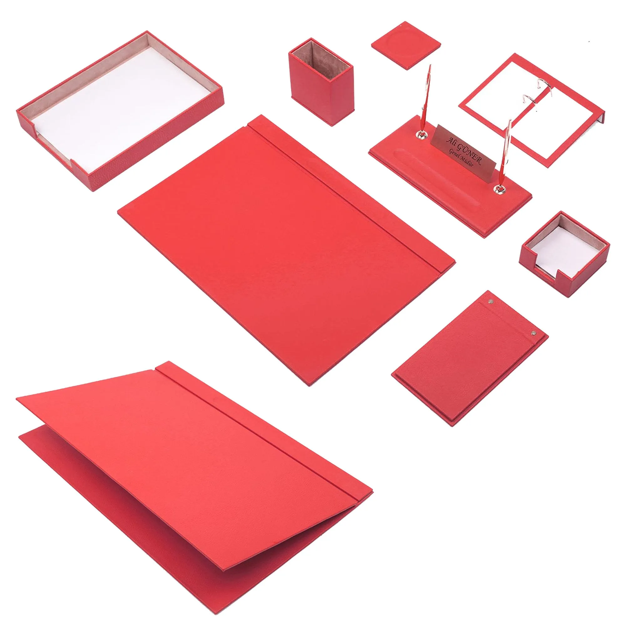 MOOG Leather Desk Set - Single Document Tray- White - 10 PCS