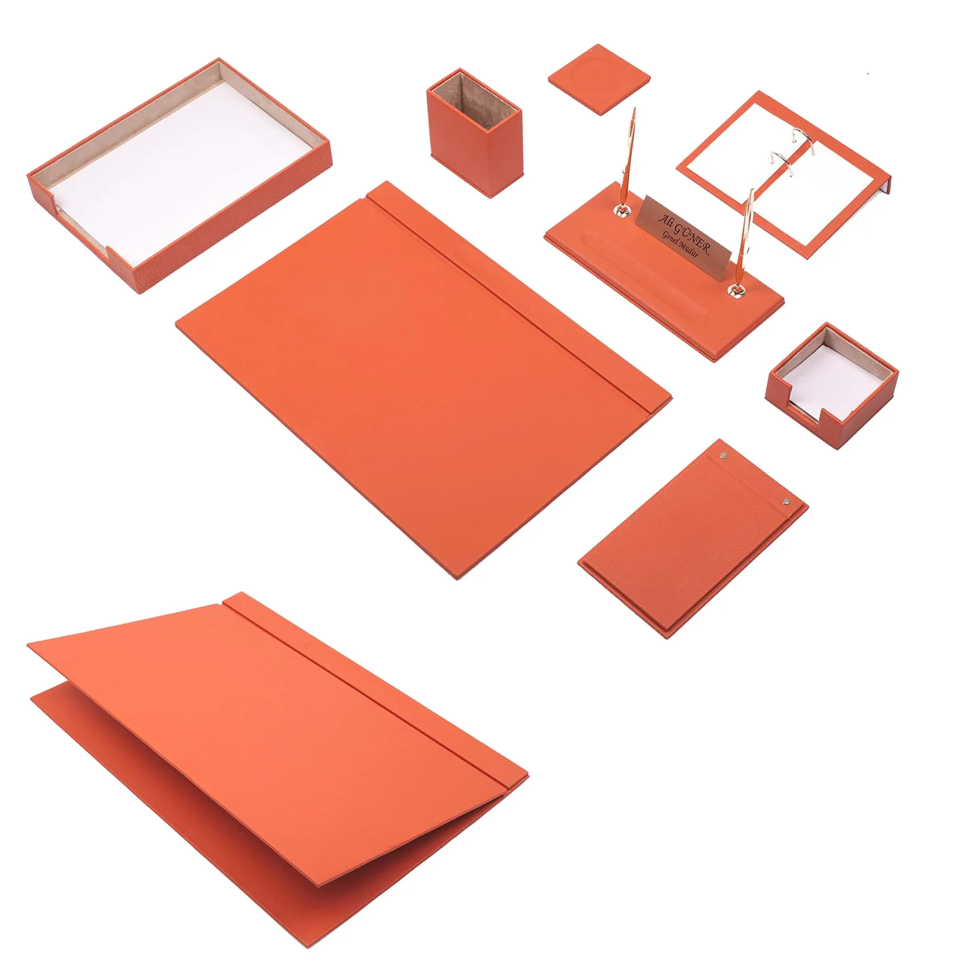 MOOG Leather Desk Set - Single Document Tray- White - 10 PCS