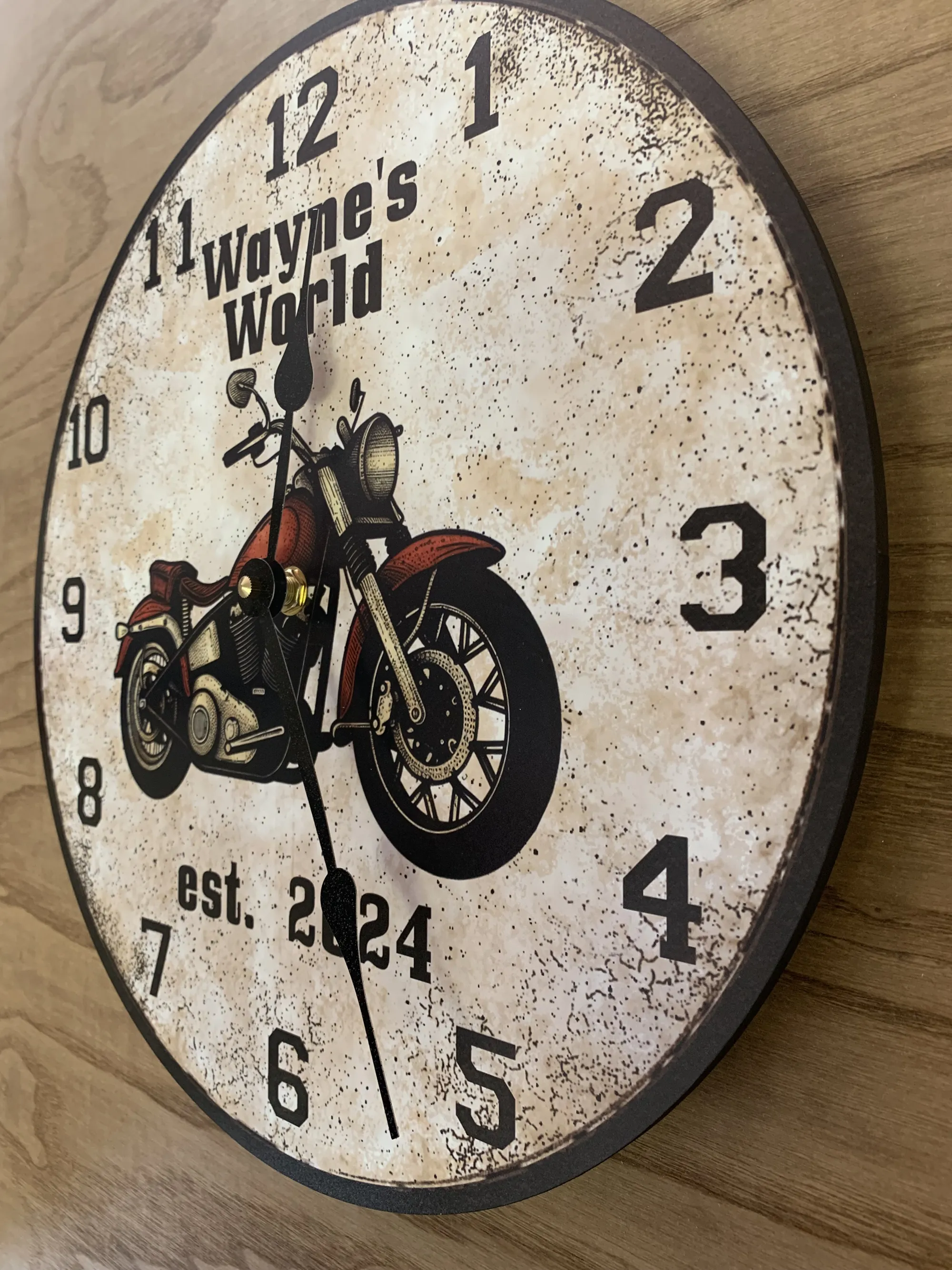 Motorcycle Clock with Custom Wording- Unique Motorcycle Clock