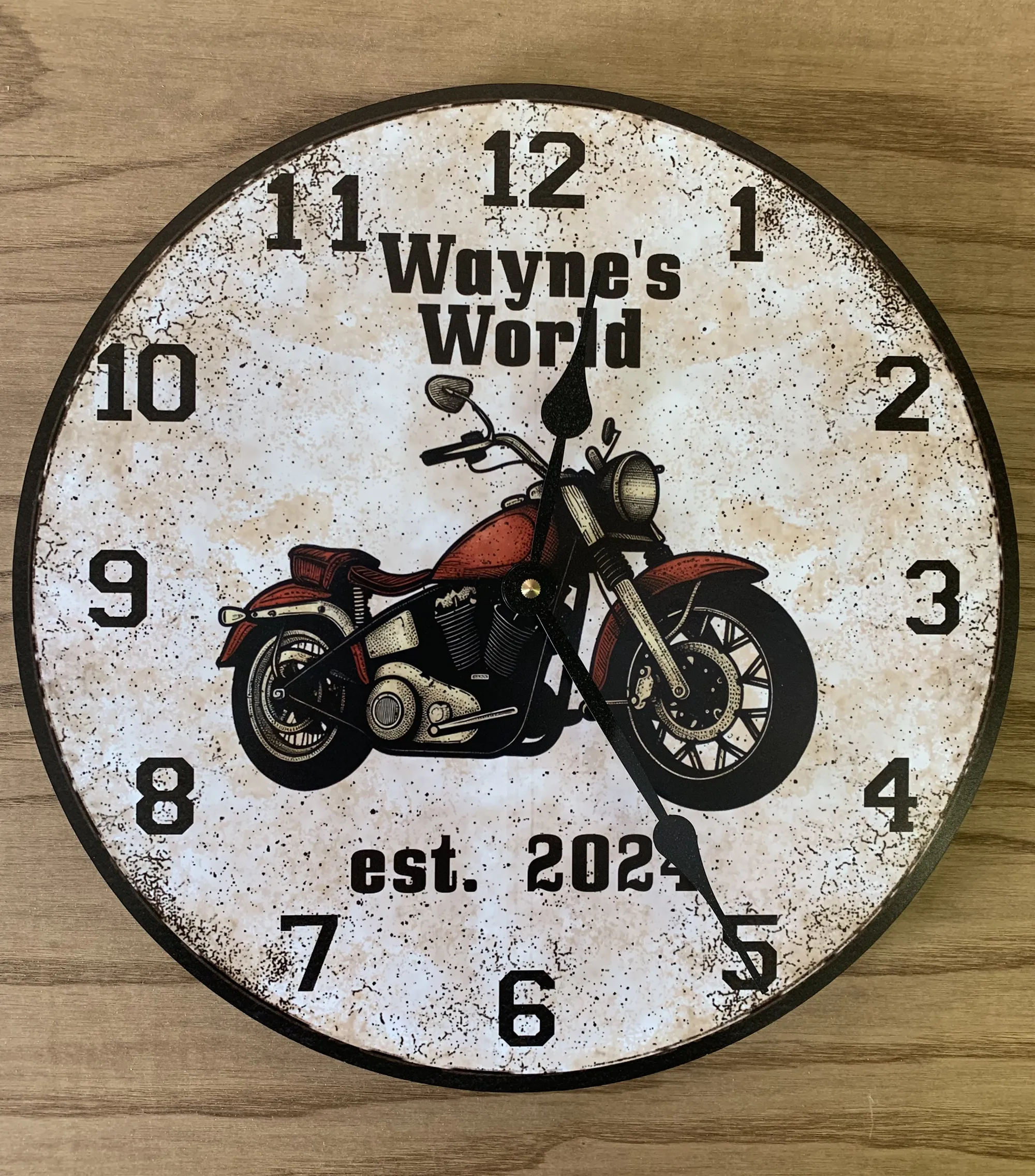 Motorcycle Clock with Custom Wording- Unique Motorcycle Clock