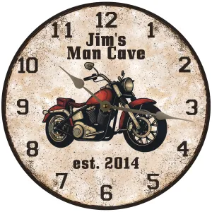 Motorcycle Clock with Custom Wording- Unique Motorcycle Clock