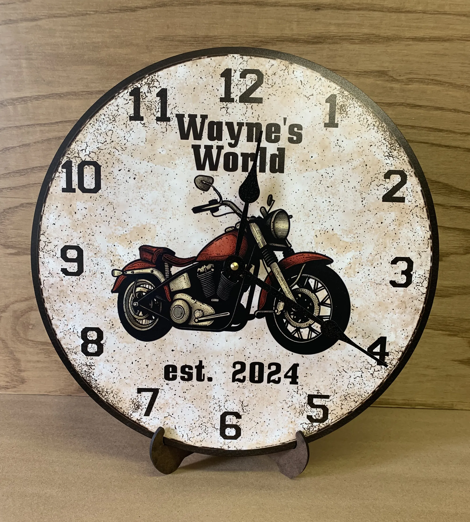 Motorcycle Clock with Custom Wording- Unique Motorcycle Clock