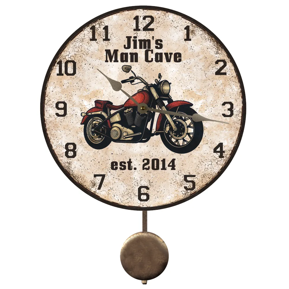 Motorcycle Clock with Custom Wording- Unique Motorcycle Clock