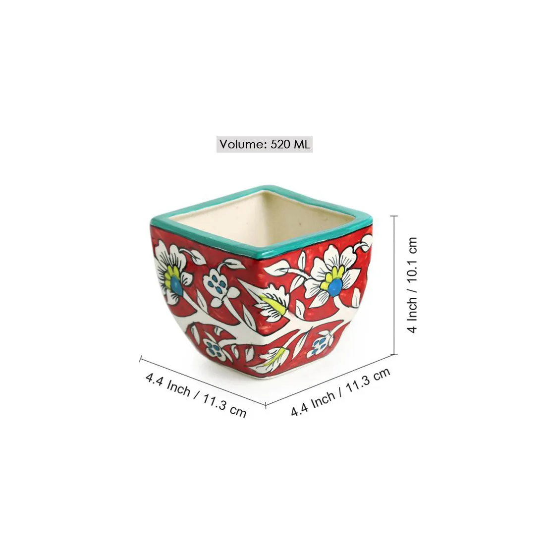 'Mughal Roots' Floral Handpainted Ceramic Planter Pots (Set of 2)