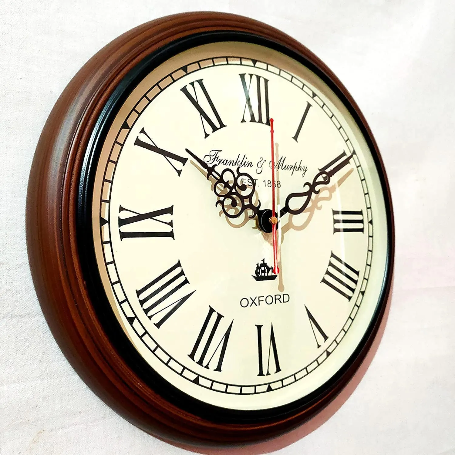 NAUTICAL COLLECTION Classic Wooden & Glass Vintage Unique Style Wall Clock for Home || Living Room || Bedroom || Hall 12 inch (Brown)