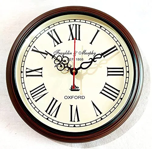 NAUTICAL COLLECTION Classic Wooden & Glass Vintage Unique Style Wall Clock for Home || Living Room || Bedroom || Hall 12 inch (Brown)