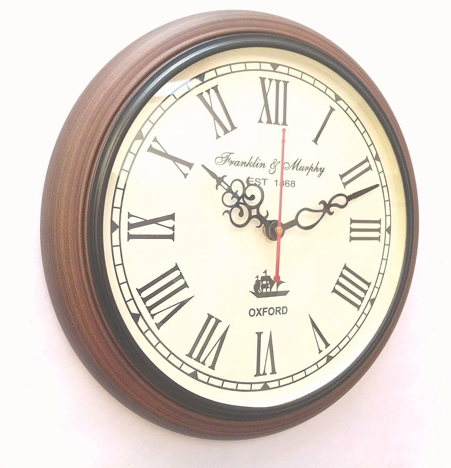 NAUTICAL COLLECTION Classic Wooden & Glass Vintage Unique Style Wall Clock for Home || Living Room || Bedroom || Hall 12 inch (Brown)