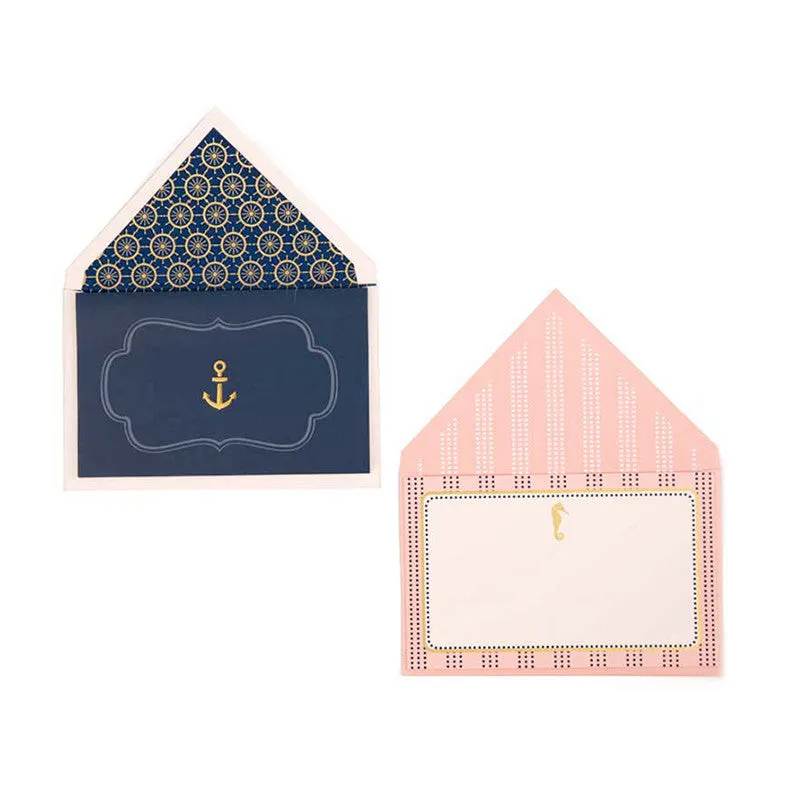 Nautical Explorer Gift Set <br> Notecards & Folded Cards with Matching Envelopes & Notepad <br><span style="font-size: 10px;">Set of 25, Can be Personalised</span>