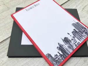 New York City Sky Line Note Cards, New York City Note Cards, Men's Personalized Stationery,  Note Cards, Thank You Cards, Set of 8