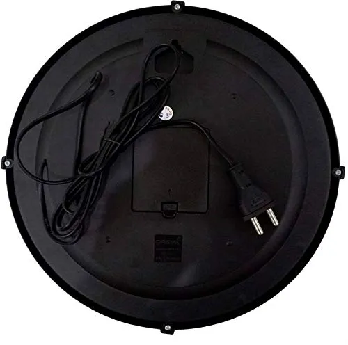 Oreva Back Light Round Plastic Analog Wall Clock (32 cm x 32 cm x 4 cm, Blue LED, AQ 1667)
