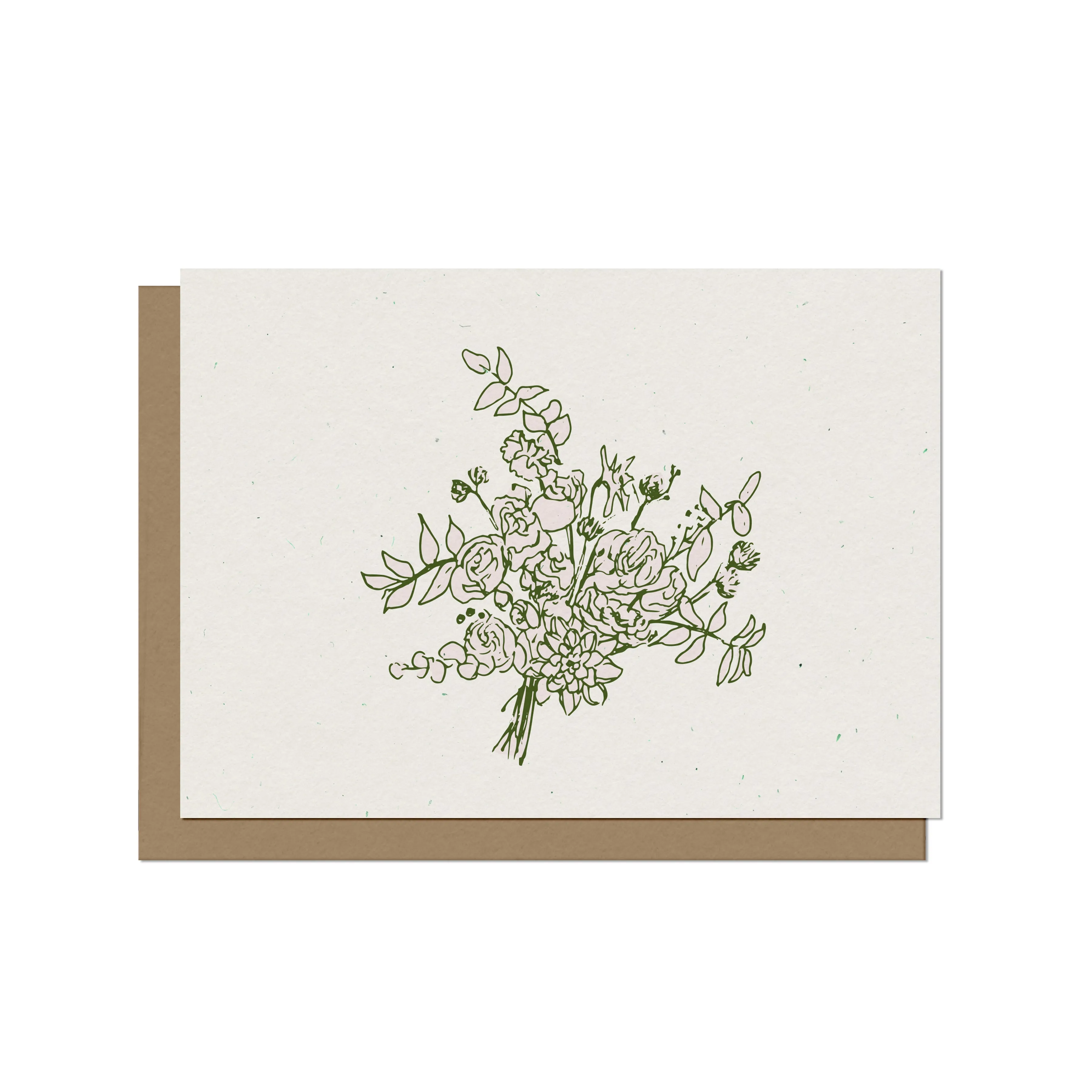 Pink and Green Floral Bouquet - Blank Card