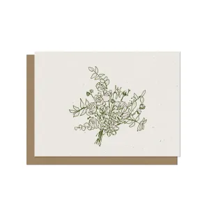 Pink and Green Floral Bouquet - Blank Card