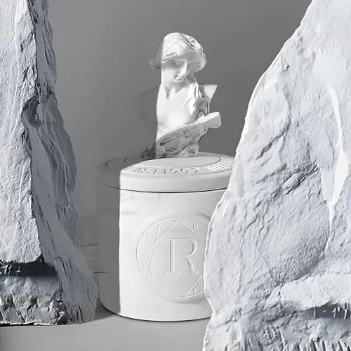 Plaster Statue Aromatherapy Candle | Lemon Basil & Citrus Scented Candle | Essential Oil Soy Wax Candle | 12 Hours Burning Time