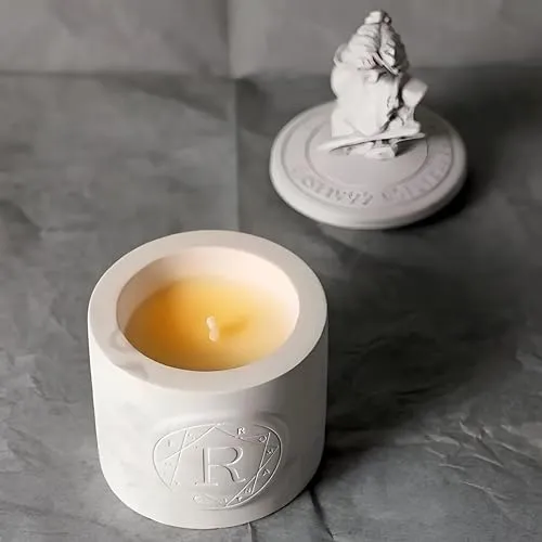 Plaster Statue Aromatherapy Candle | Lemon Basil & Citrus Scented Candle | Essential Oil Soy Wax Candle | 12 Hours Burning Time