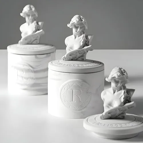 Plaster Statue Aromatherapy Candle | Lemon Basil & Citrus Scented Candle | Essential Oil Soy Wax Candle | 12 Hours Burning Time