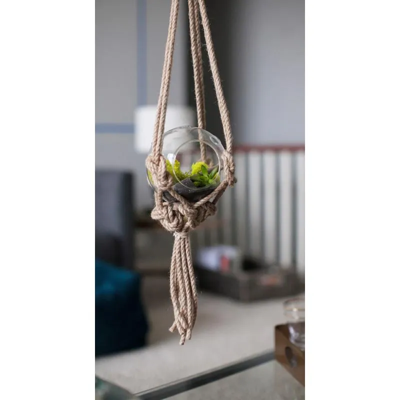 Primitive Planters Natural Jute 30 in. H Knotted Plant Hanger 1 pk