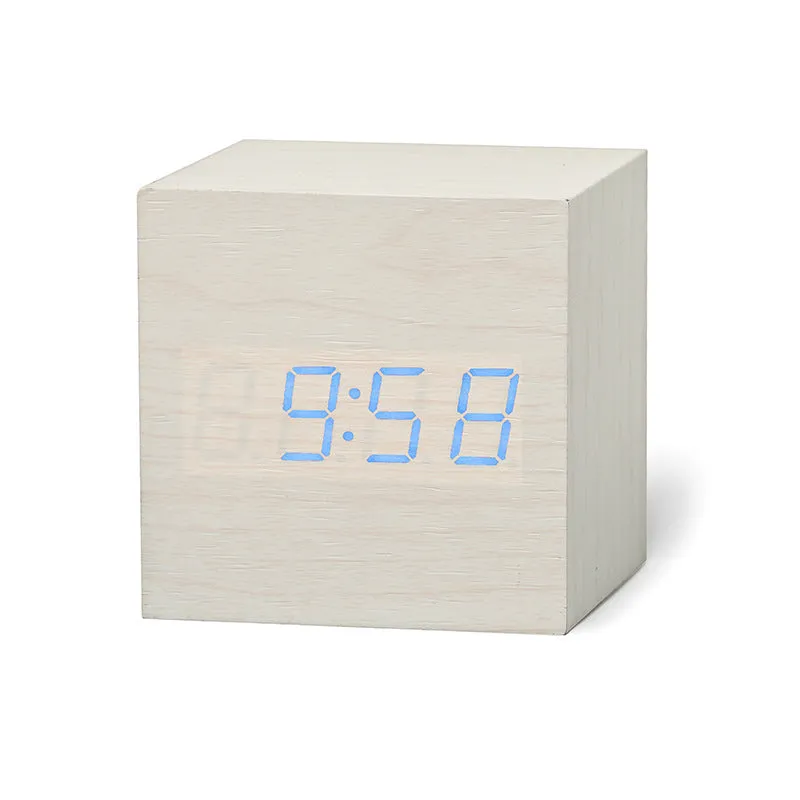 Qualified Digital Wooden LED Alarm Clock Wood Retro Glow Clock Desktop Table Decor Voice Control Snooze Function Desk Tools