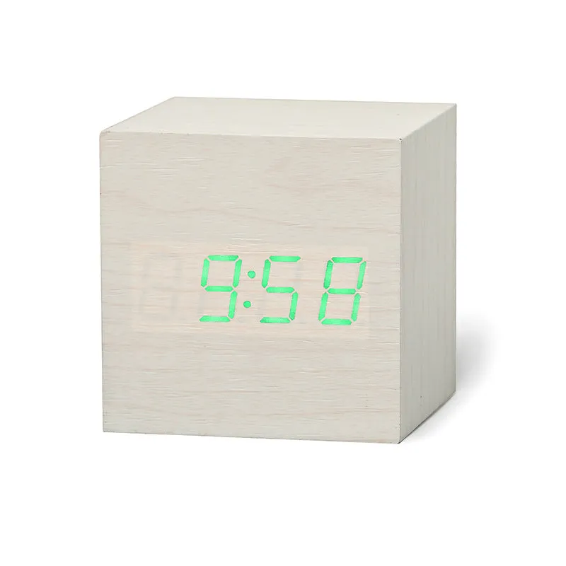 Qualified Digital Wooden LED Alarm Clock Wood Retro Glow Clock Desktop Table Decor Voice Control Snooze Function Desk Tools