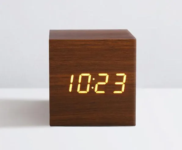 Qualified Digital Wooden LED Alarm Clock Wood Retro Glow Clock Desktop Table Decor Voice Control Snooze Function Desk Tools
