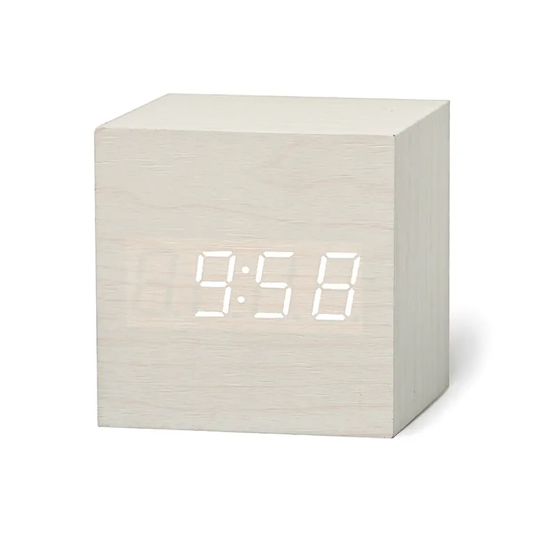 Qualified Digital Wooden LED Alarm Clock Wood Retro Glow Clock Desktop Table Decor Voice Control Snooze Function Desk Tools