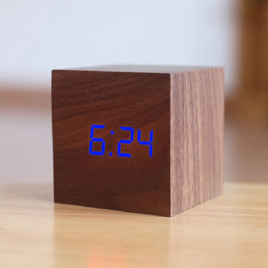 Qualified Digital Wooden LED Alarm Clock Wood Retro Glow Clock Desktop Table Decor Voice Control Snooze Function Desk Tools