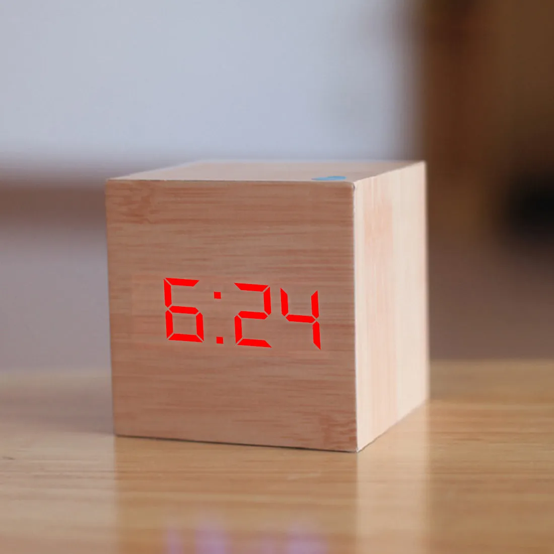 Qualified Digital Wooden LED Alarm Clock Wood Retro Glow Clock Desktop Table Decor Voice Control Snooze Function Desk Tools
