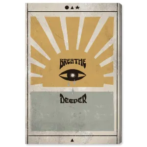 "Breathe Deeper", Breathe Evil Eye Inspiration Blue Canvas Wall Art Print for Bedroom