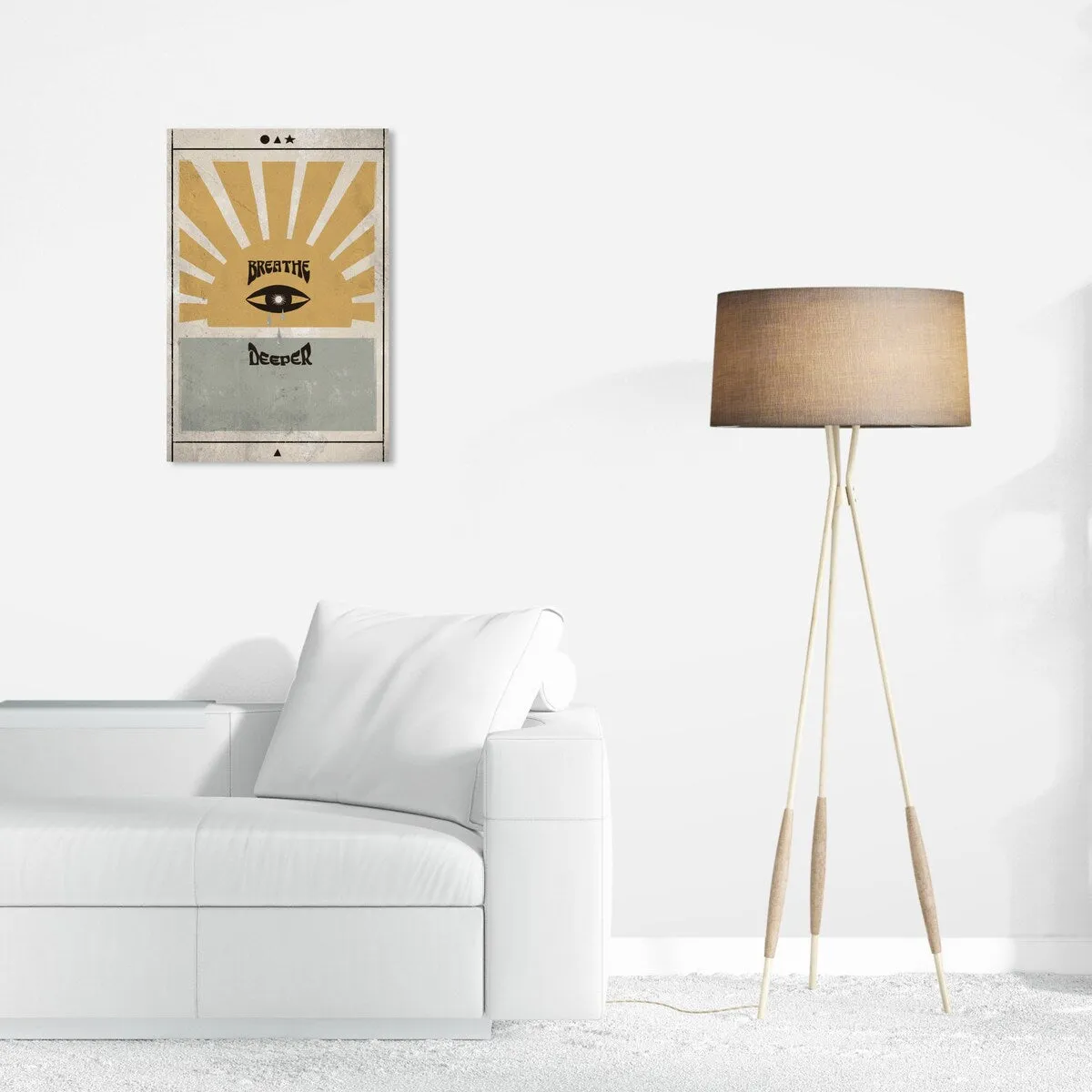 "Breathe Deeper", Breathe Evil Eye Inspiration Blue Canvas Wall Art Print for Bedroom