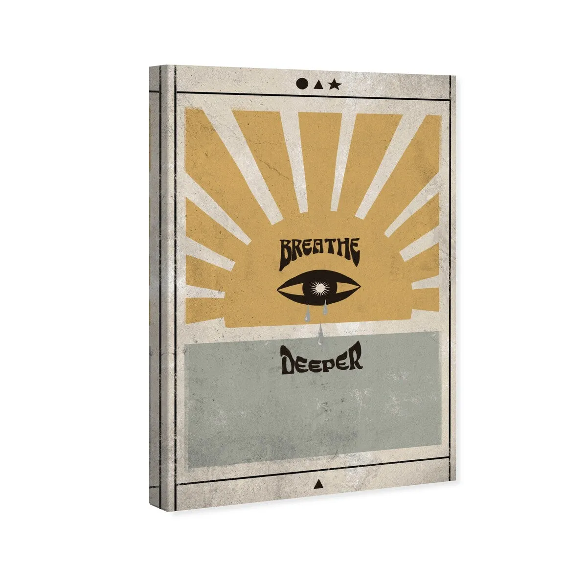"Breathe Deeper", Breathe Evil Eye Inspiration Blue Canvas Wall Art Print for Bedroom