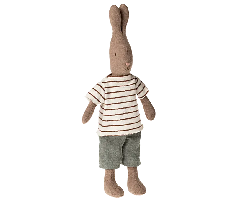Rabbit Size 2 Brown, Striped Blouse