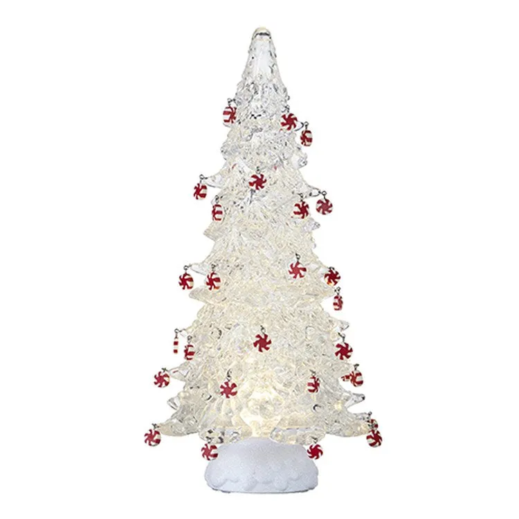 Raz Imports 2022 Lighted Tree w/ Peppermint Ornaments & Swirling Glitter