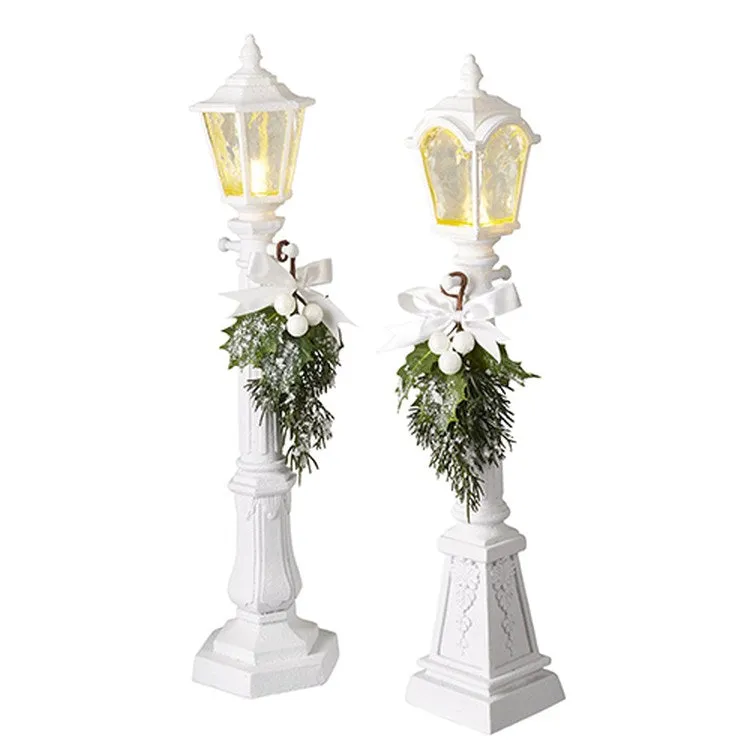 Raz Imports 2022 Tartan Tidings 19.25" Lighted White Lamppost, Asst Of 2