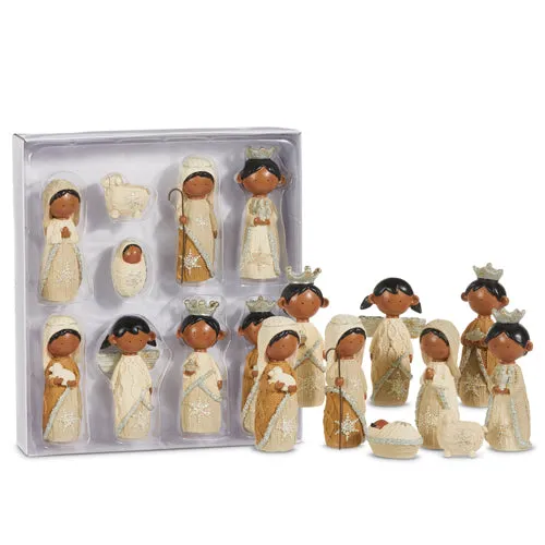 Raz Imports 2023 Natural Noel 4.5" Nativity, Set of 9