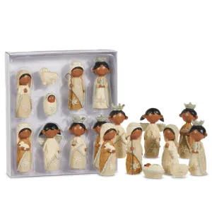 Raz Imports 2023 Natural Noel 4.5" Nativity, Set of 9