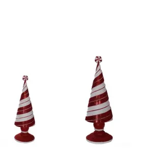 Regency International 12-15" Resin Peppermint Cone Tree, Set Of 2