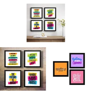 SAF Motivational Set of 4 Painting (19 x 19 Inches) Motivational Quotes Digital Reprint Painting (19 x 19 inch) - Set of 4 Engineered Wood, Flowers Framed Painting, 10 Inch X 10 Inch
