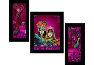 SAF paintings Set of 3 Radha Krishna modern art UV Textured Wall painting for Home Decoration Gift Item 13.5 inch X 22.5 inch SANFS31609