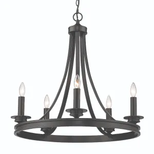 Saldano 5 lights 28 in. Chandelier Black Finish