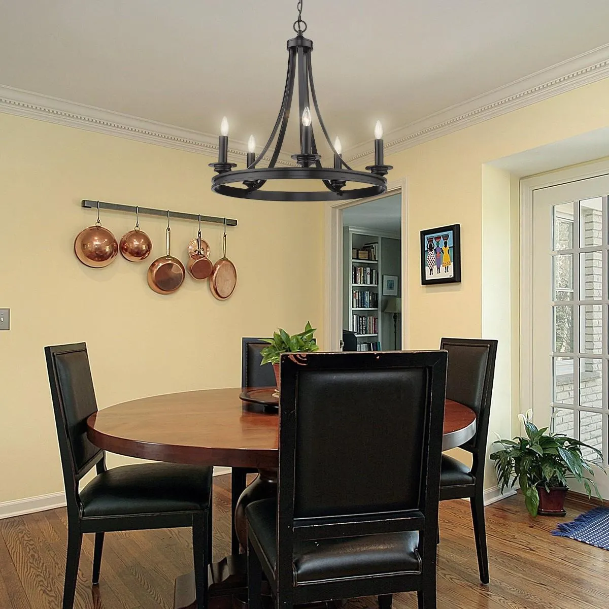 Saldano 5 lights 28 in. Chandelier Black Finish