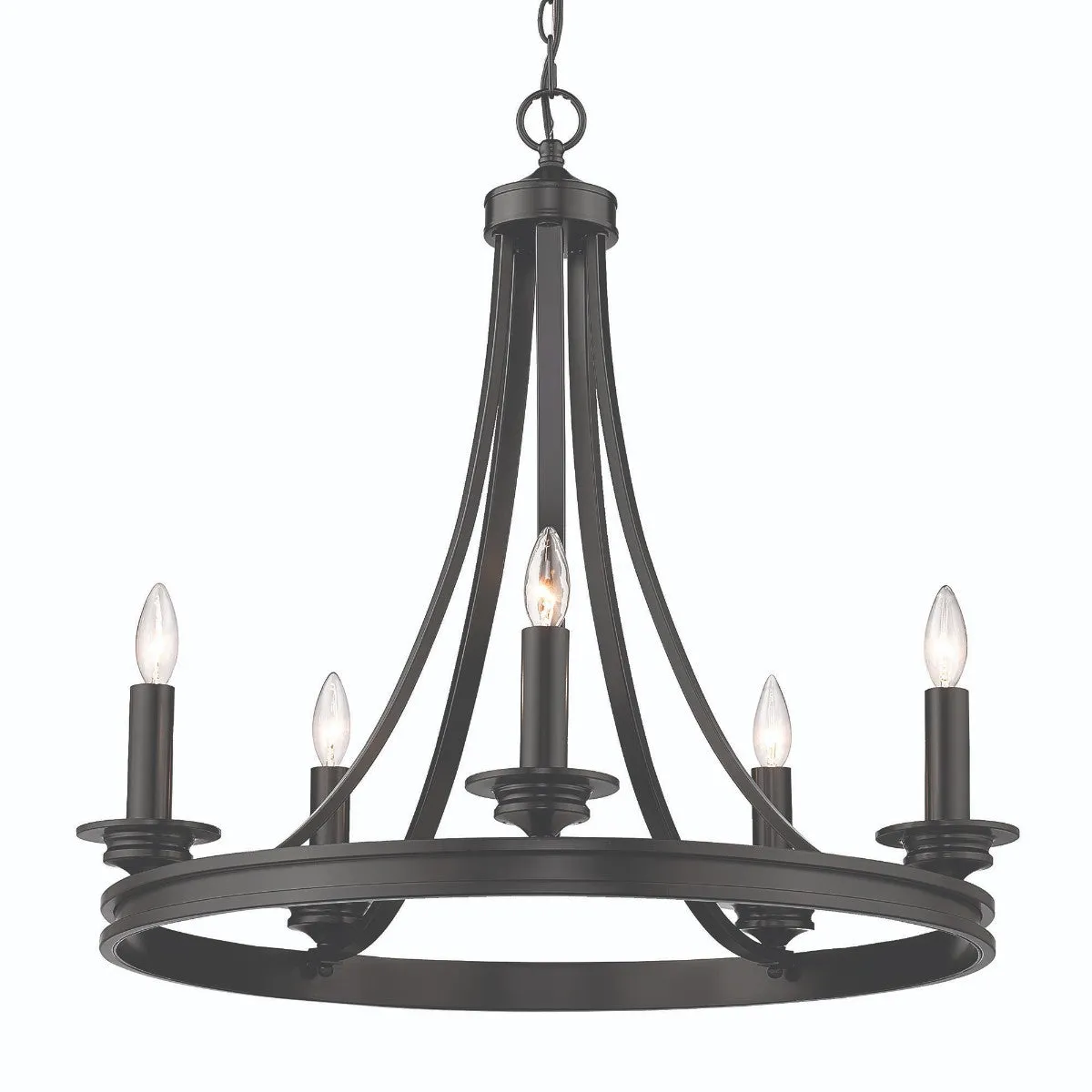 Saldano 5 lights 28 in. Chandelier Black Finish