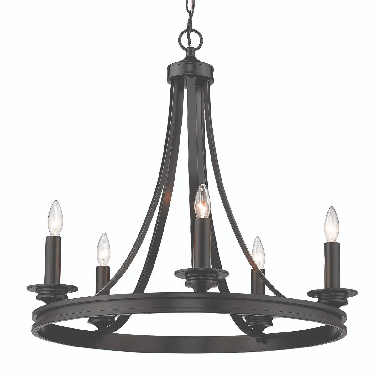 Saldano 5 lights 28 in. Chandelier Black Finish