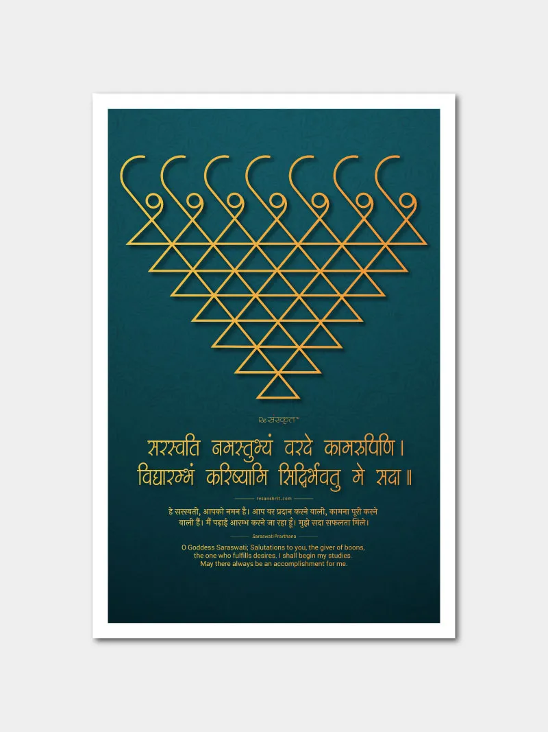 Saraswati Yantra (Saraswati Namastubhyam) Wall Poster